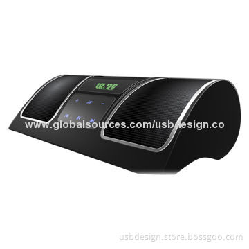 Black Bluetooth music player with 2 speakers